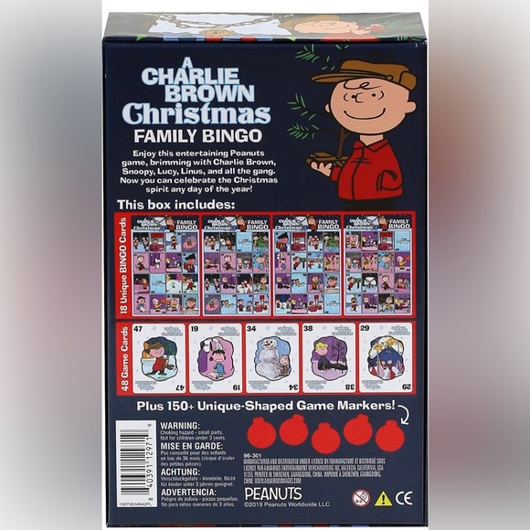 NEW Peanuts Charlie Brown Christmas Family Bingo Card Game Snoopy Lucy Linus - Picture 3 of 6